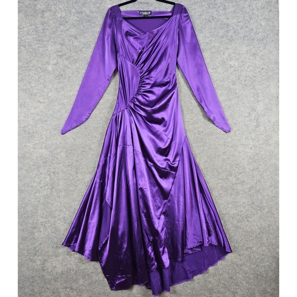 The Pyramid Collection Dresses & Skirts - Pyramid Collection Purple Satin Ruched Asymmetrical Hem Evening Dress Sz 6 SPOT